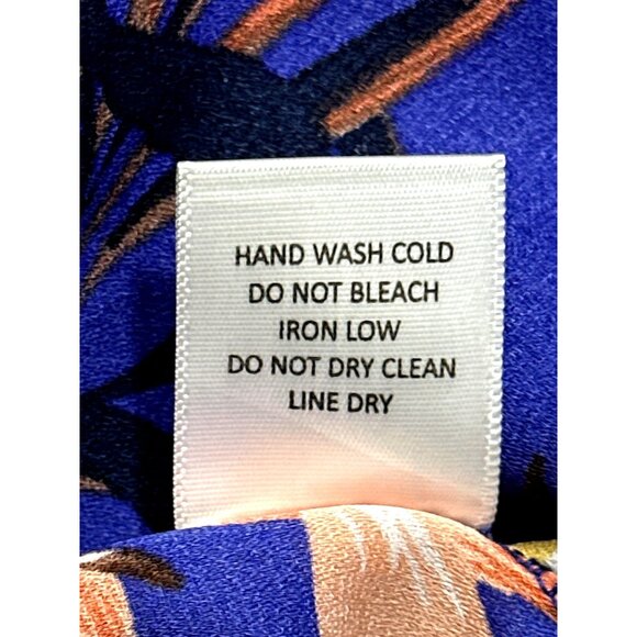 Lipslide Medium Royal Blue Floral Button Up Shirt Tropical Resort City Chic - Picture 8 of 9